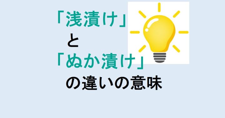 浅漬けとぬか漬けの違いの意味を分かりやすく解説！