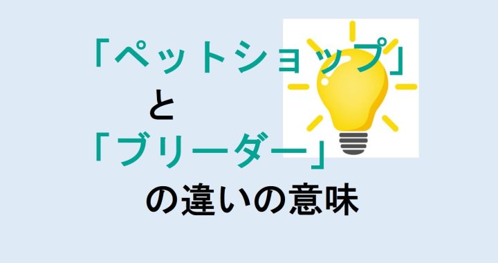 ペットショップとブリーダーの違いの意味を分かりやすく解説！