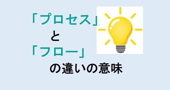 プロセスとフローの違いの意味を分かりやすく解説！