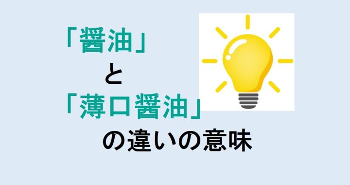 醤油と薄口醤油の違いの意味を分かりやすく解説！