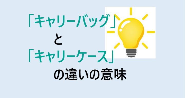 キャリーバッグとキャリーケースの違いの意味を分かりやすく解説！