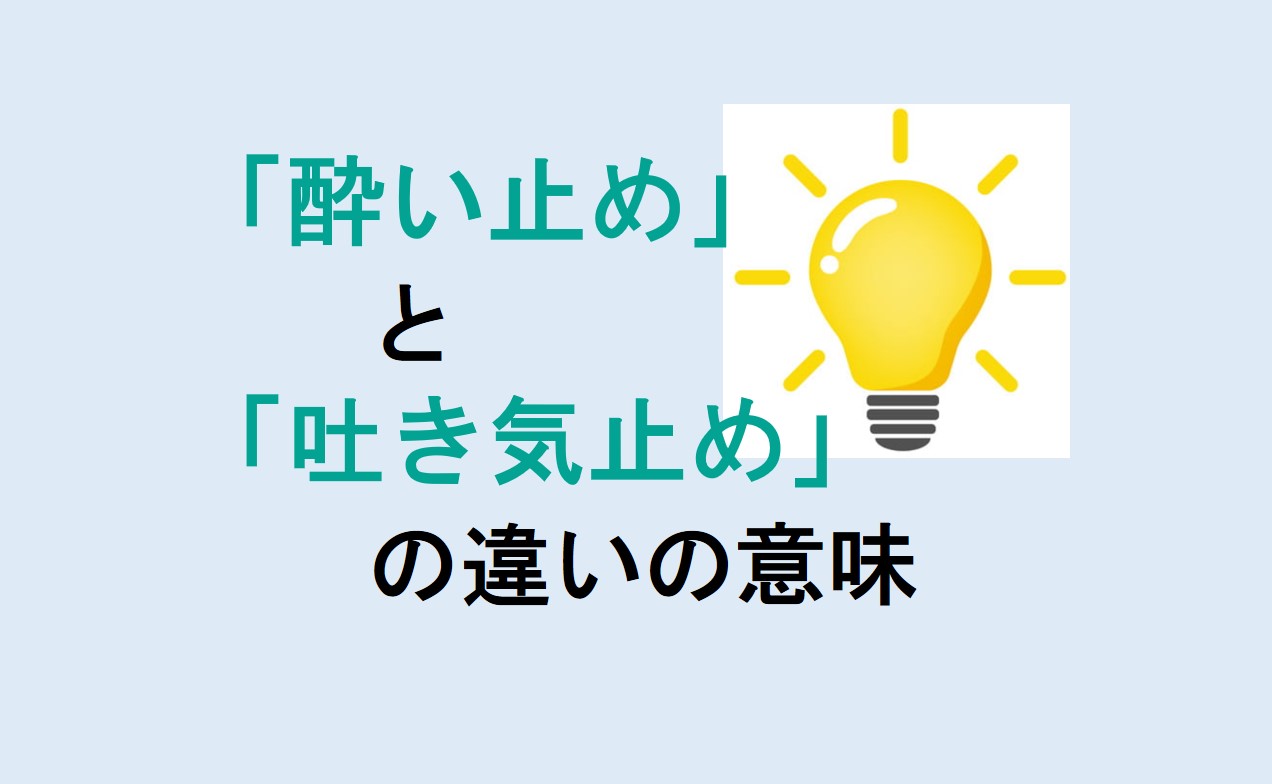 酔い止めと吐き気止めの違い