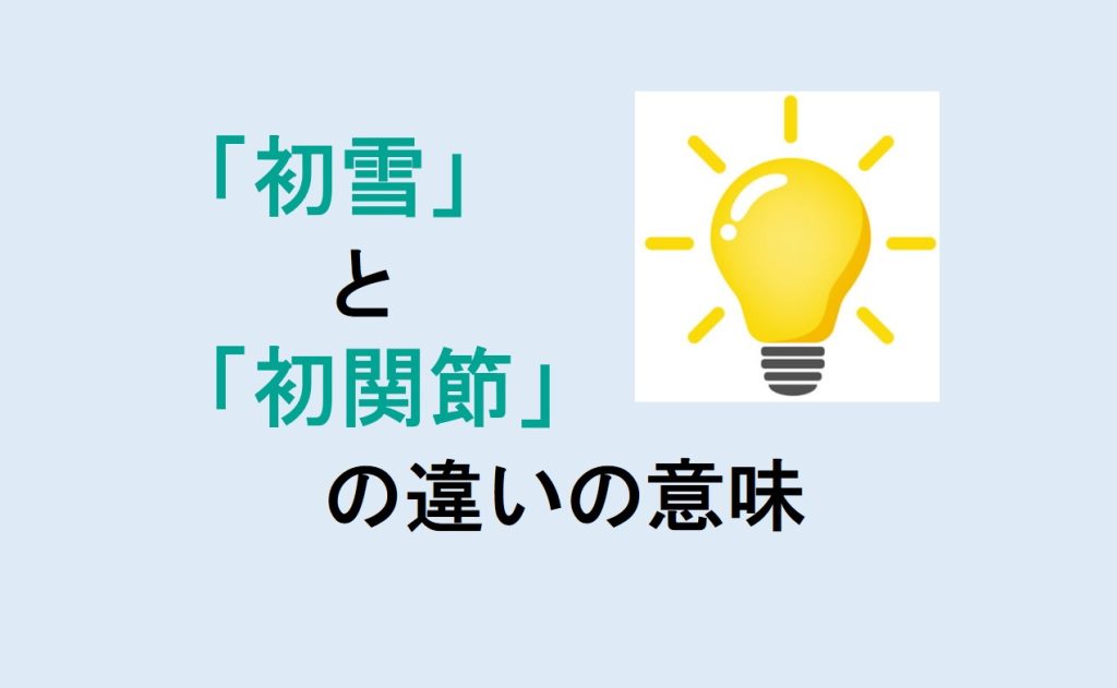 初雪と初関節の違い