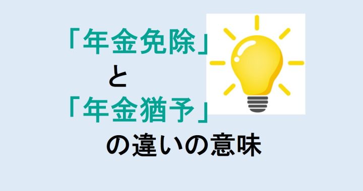 年金免除と年金猶予の違いの意味を分かりやすく解説！