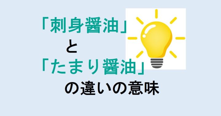 刺身醤油とたまり醤油の違いの意味を分かりやすく解説！