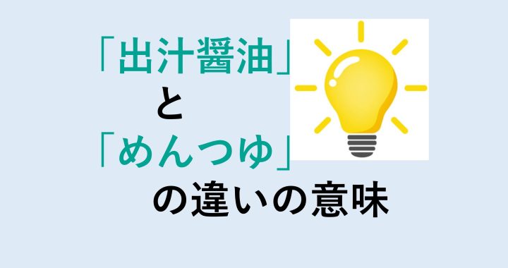 出汁醤油とめんつゆの違いの意味を分かりやすく解説！