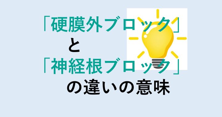 硬膜外ブロックと神経根ブロックの違いの意味を分かりやすく解説！