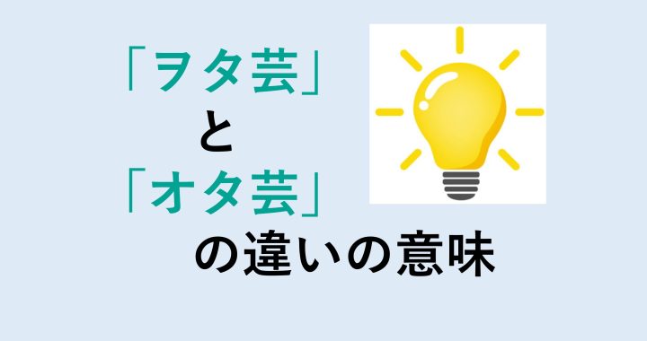 ヲタ芸とオタ芸の違いの意味を分かりやすく解説！